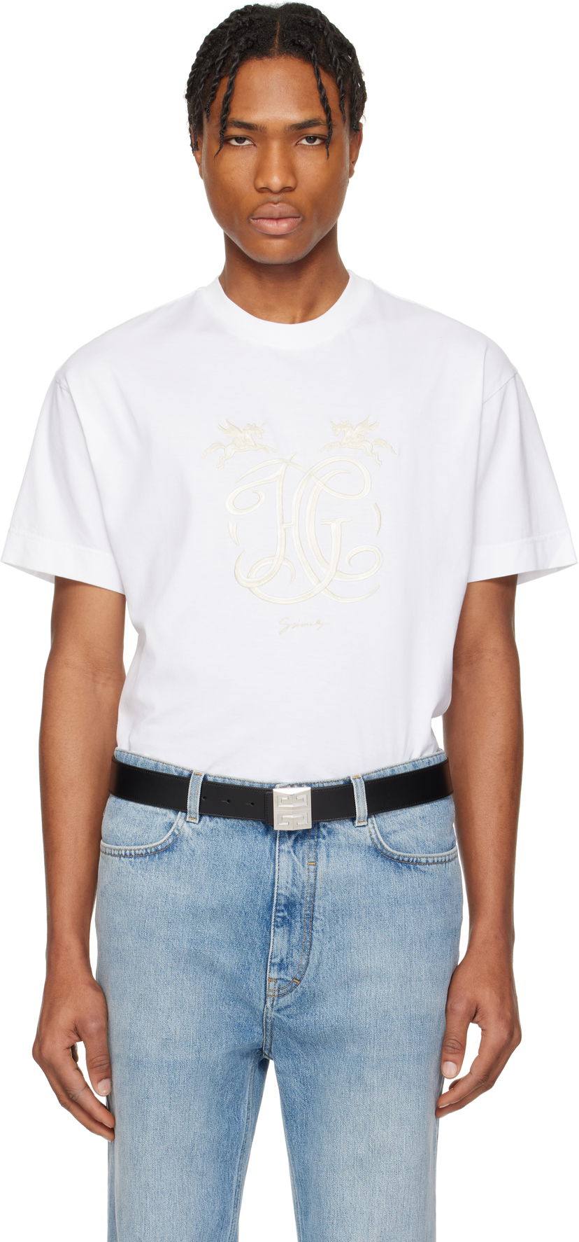 Футболка Givenchy Givenchy 'HG' Embroidered T-Shirt білий | BM71MG3YQA100