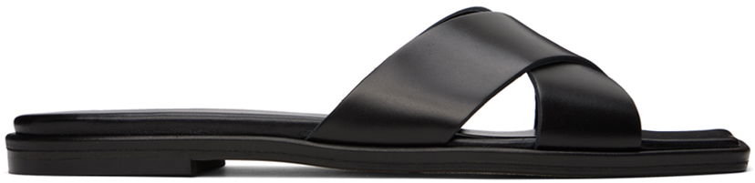 Аксесуари Aeyde Aeyde Sonia Leather Crisscross Slide Sandals чорний | A11-FS-BRNS08FL62-SS24-800-001