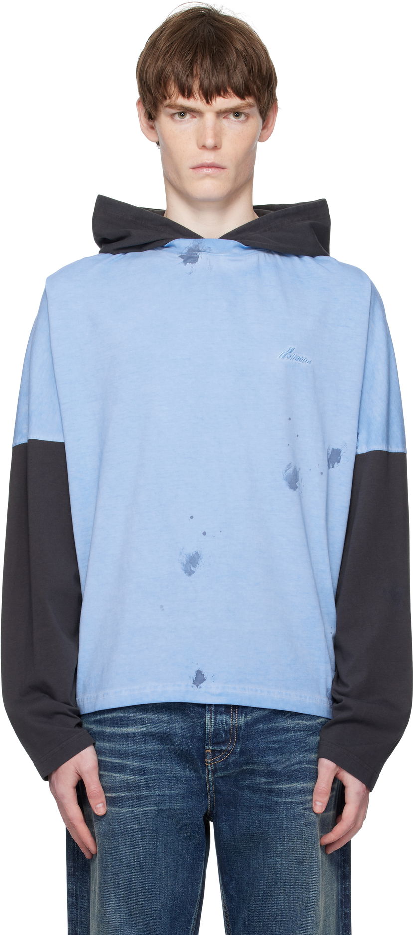 Світшоти We11done We11done Painted Long Sleeve Hoodie Синій | WD-TT2-25-784-U-BL
