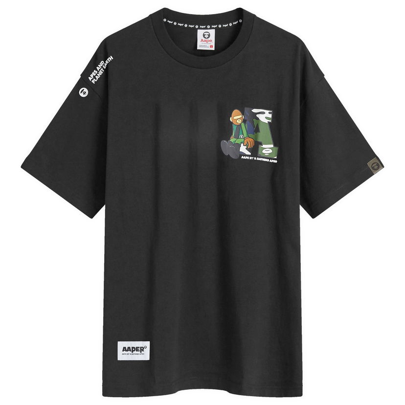 Футболка AAPE by A Bathing Ape AAPE Planet Earth Graphic Tee, Size Large чорний | AAPTEM1574XXNBKX