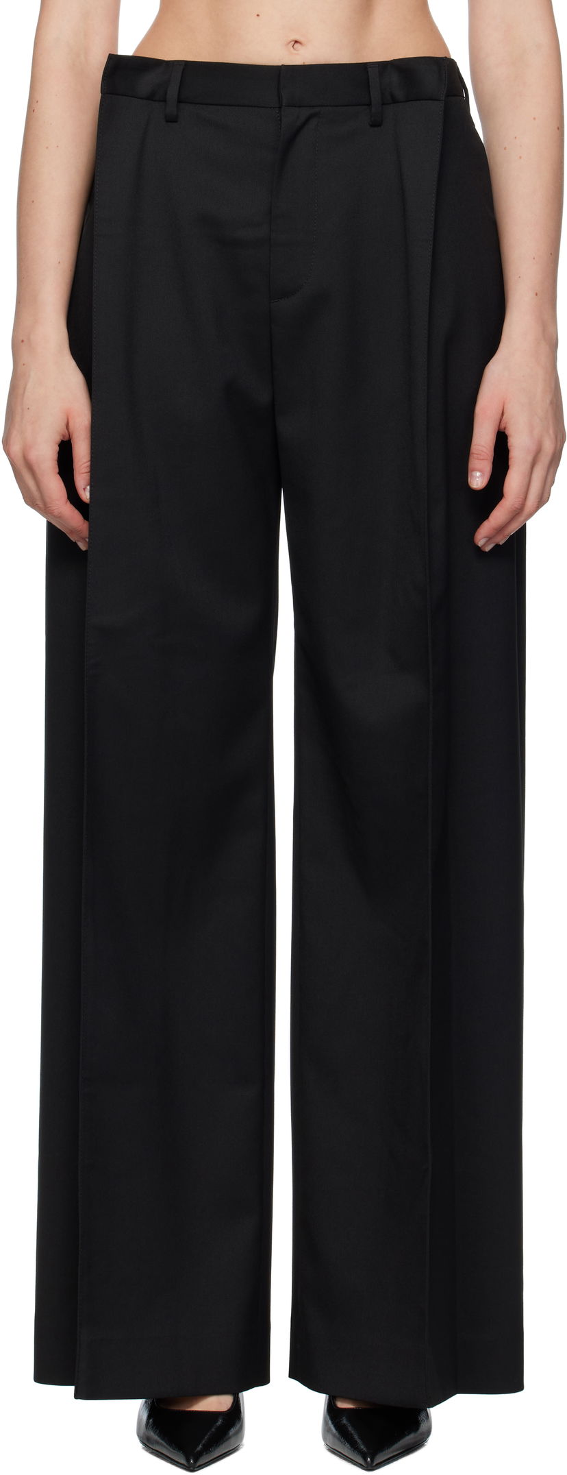 Штани Maison Margiela MM6 Maison Margiela Tailoring Blend Wide-Leg Trousers чорний | S52KA0539 M35227