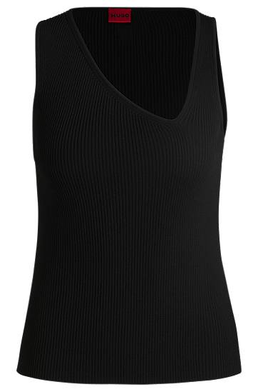 Безрукавка BOSS Knitted Top with Asymmetrical V-Neck чорний | 50518334