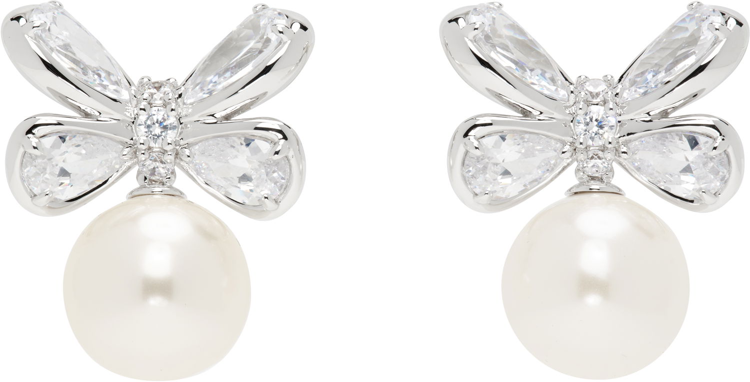 Сережки SHUSHU/TONG YVMIN Edition Zirconia Butterfly Pearl Stud Earrings білий | 24720WHT00DN2, 0