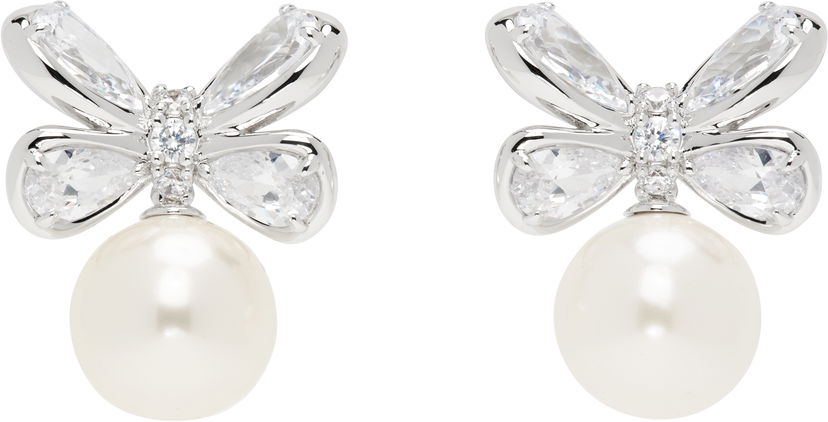 Сережки SHUSHU/TONG YVMIN Edition Zirconia Butterfly Pearl Stud Earrings білий | 24720WHT00DN2