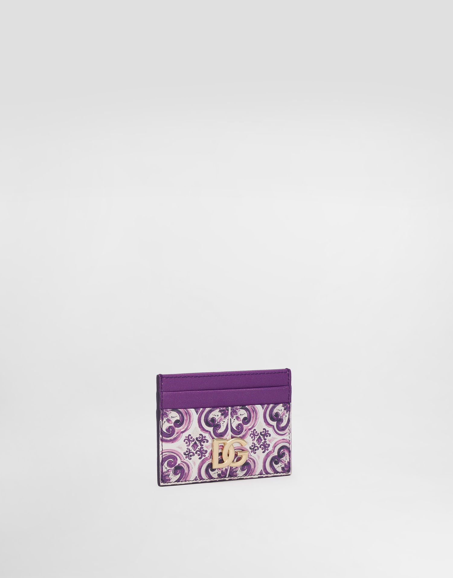 Гаманець Dolce & Gabbana Dolce & Gabbana Calfskin Card Holder with Majolica Print Фіолетовий | BI0330AO026I03TN, 1