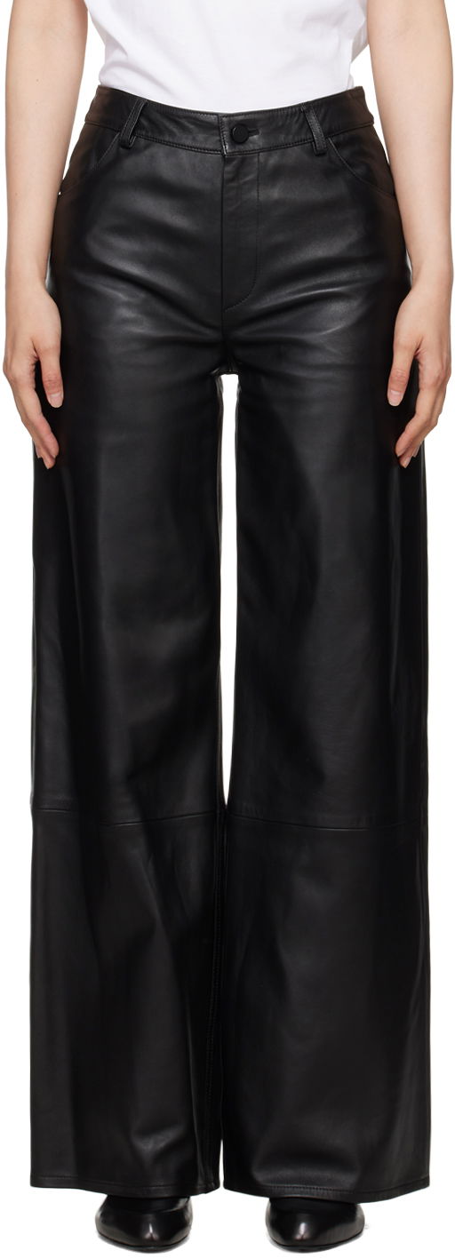 Штани Loulou de Saison Loulou de Saison Figari Leather Wide-Leg Pants чорний | FIGARI