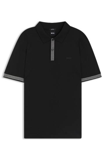 Сорочка поло BOSS Slim Fit Polo Shirt with Structured Trims чорний | 50543865