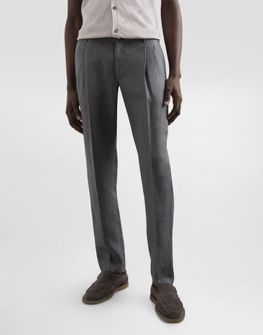 Штани Dolce & Gabbana Dolce & Gabbana Washed Linen Canvas Trousers Сірий | GP06JTFU4MFN0701, 3
