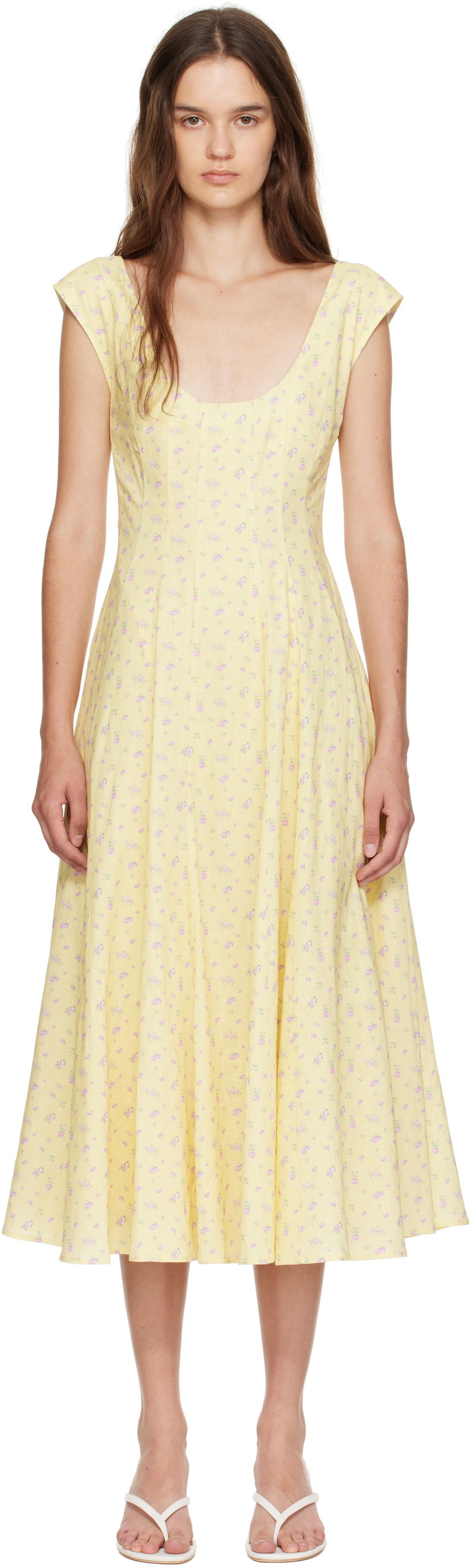плаття GUIZIO Guizio Leila Floral Midi Dress Жовтий | P25404W085