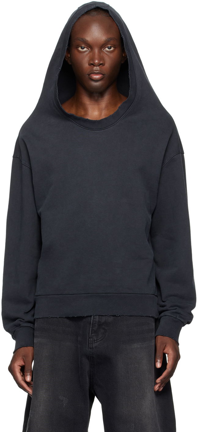 Світшоти We11done We11done Wide Neck Hoodie чорний | WD-TH2-24-801-U-BK
