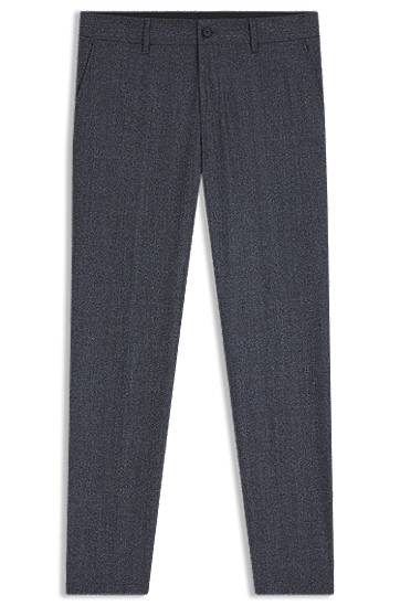 Штани BOSS Slim-Fit Micro-Patterned Virgin Wool Trousers темно-синій | 50551584