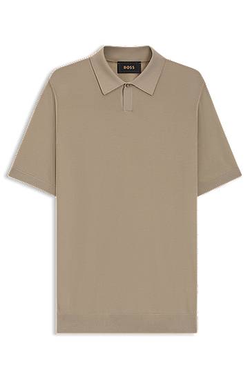 Сорочка поло BOSS Merino Wool Knit Polo with Natural Stretch бежевий | 50543220