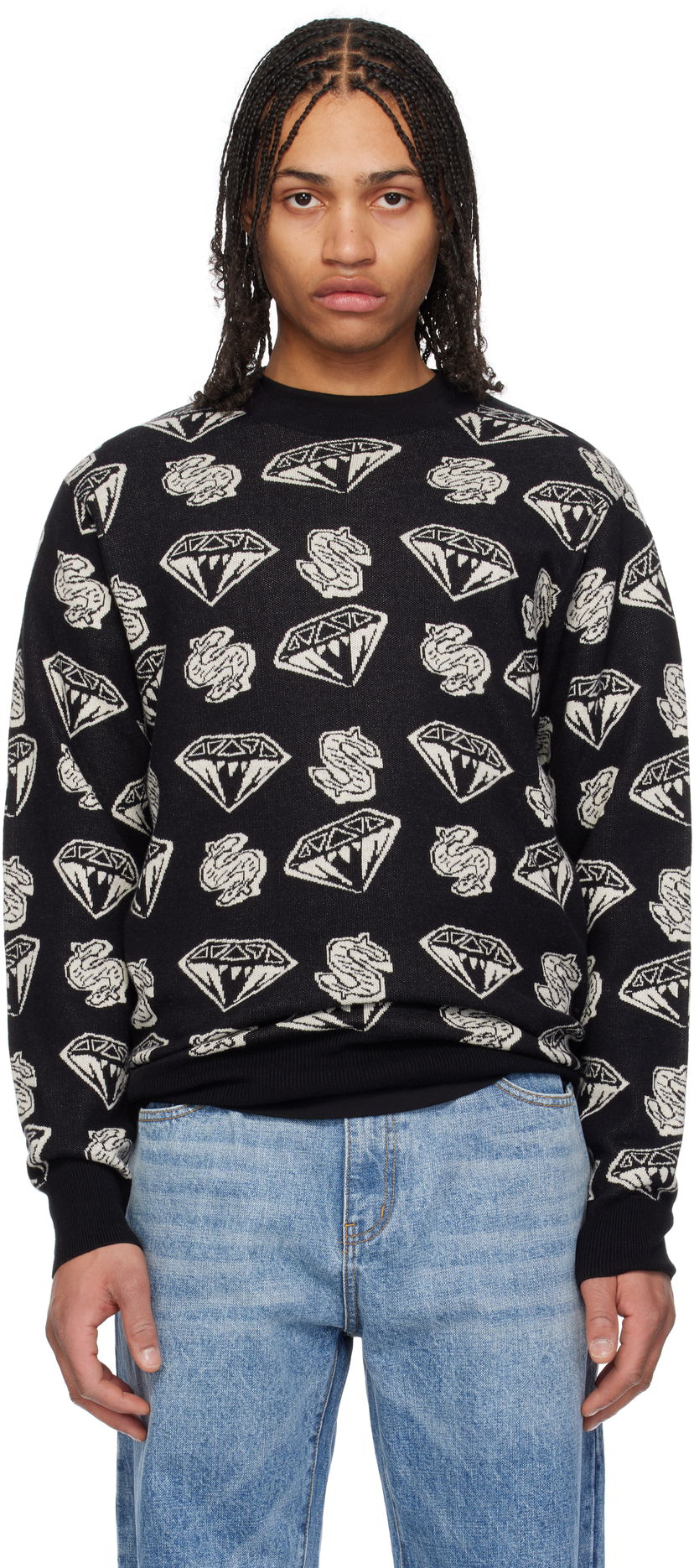 Cветр BILLIONAIRE BOYS CLUB Diamonds & Dollars Knit Sweater чорний | B25130
