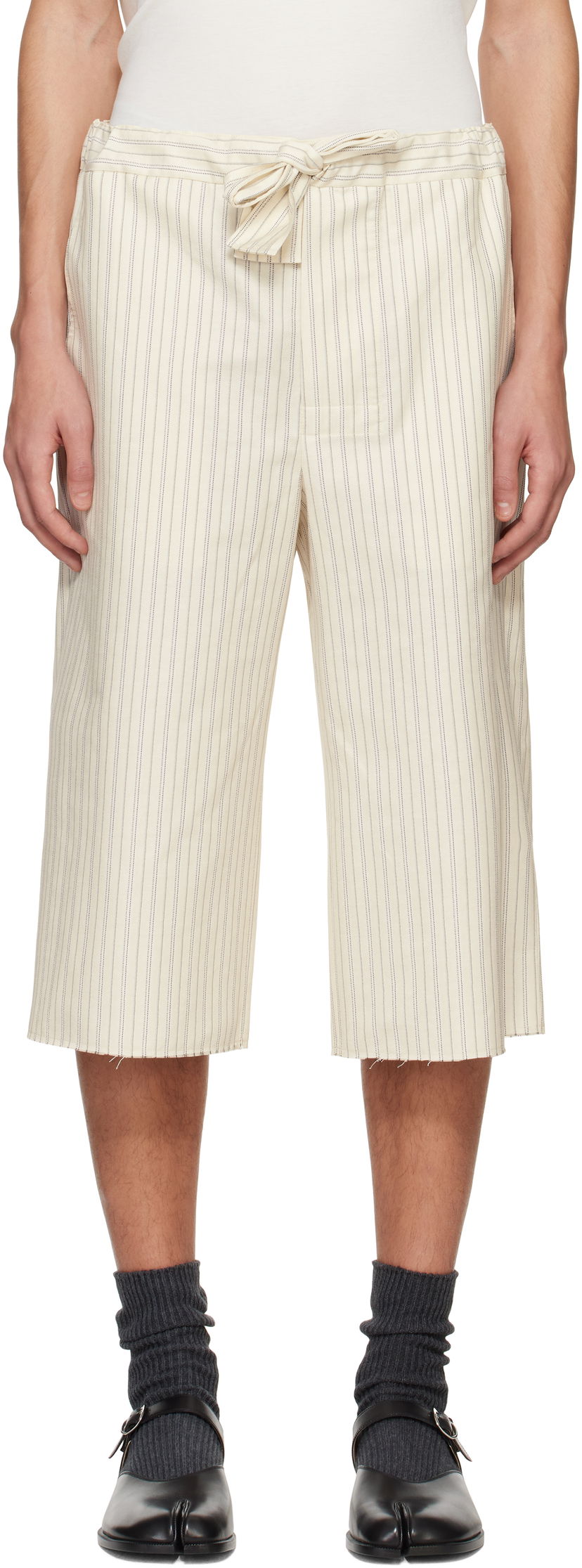Шорти Maison Margiela Maison Margiela Striped Lounge Shorts бежевий | S50MU0080 S76507