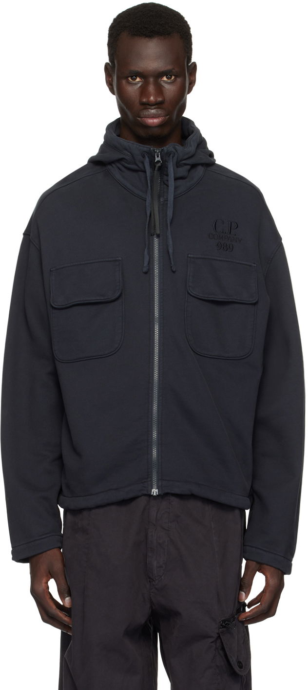 Куртка C.P. Company Brushed & Emerized Diagonal Hooded Utility Jacket чорний | 17CMSS021A-006372G
