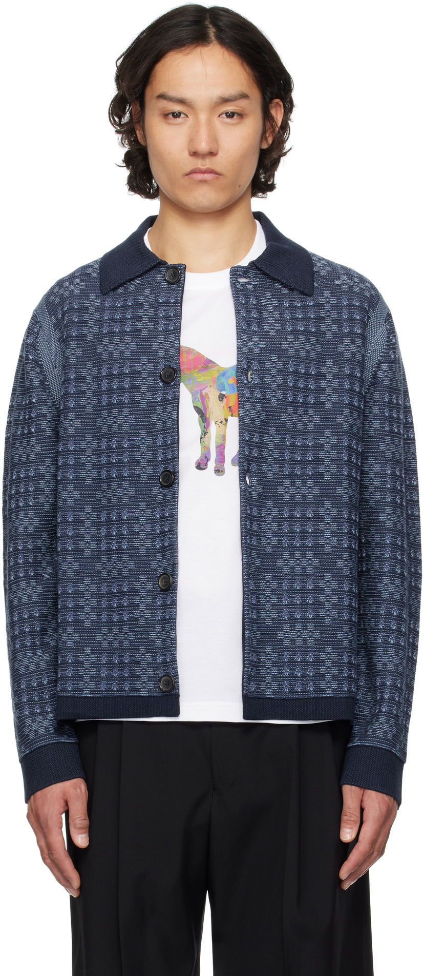 Cветр Paul Smith PS Paul Smith Geo Cotton Cardigan Синій | M2R-310Z-P22300-49
