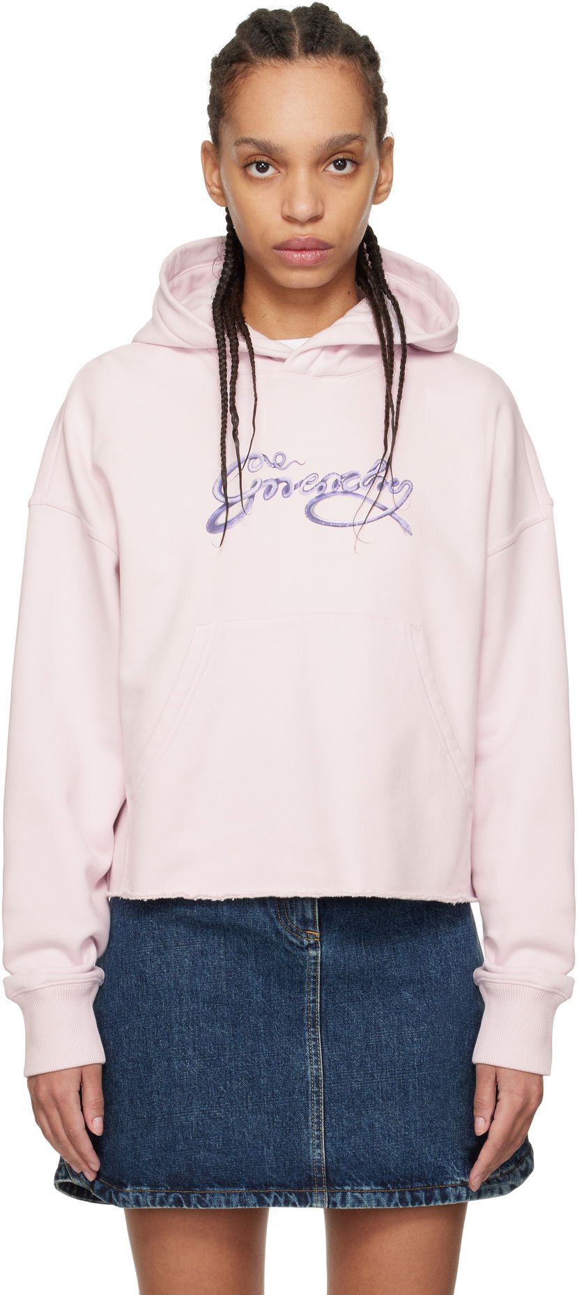 Світшоти Givenchy Givenchy Cropped Snake Print Fleece Hoodie Рожевий | BWJ03MP705680