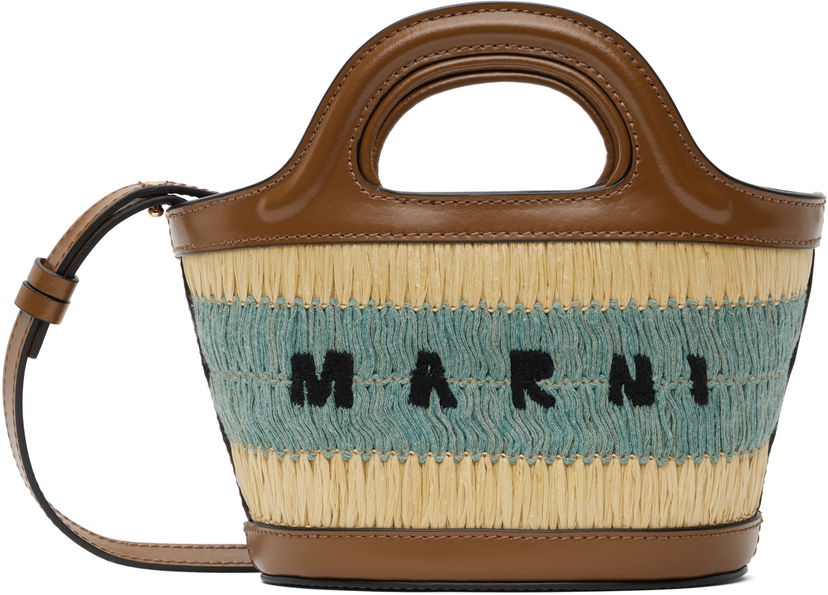 Сумочка Marni Marni Raffia Tropicalia Micro Tote Bag Коричневий | BMMP0067Q8 P8273