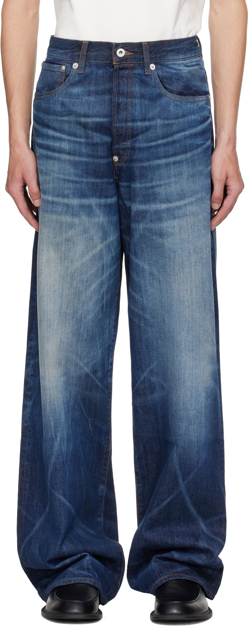 Джинси KENZO Kenzo Paris Turn Up Wide Fit Jeans Синій | FF65DP4216I7