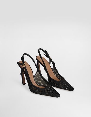 Аксесуари Dolce & Gabbana Dolce & Gabbana Leopard-Design Lace Slingbacks with Rhinestones чорний | CG0853A9S2680999, 1