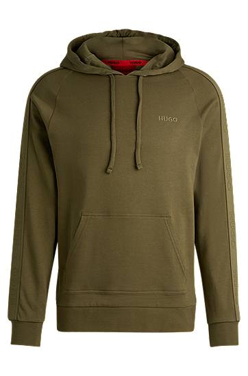 Світшоти BOSS HUGO Cotton-Terry Hoodie with Logo Tape Sleeves Зелений | 50520502