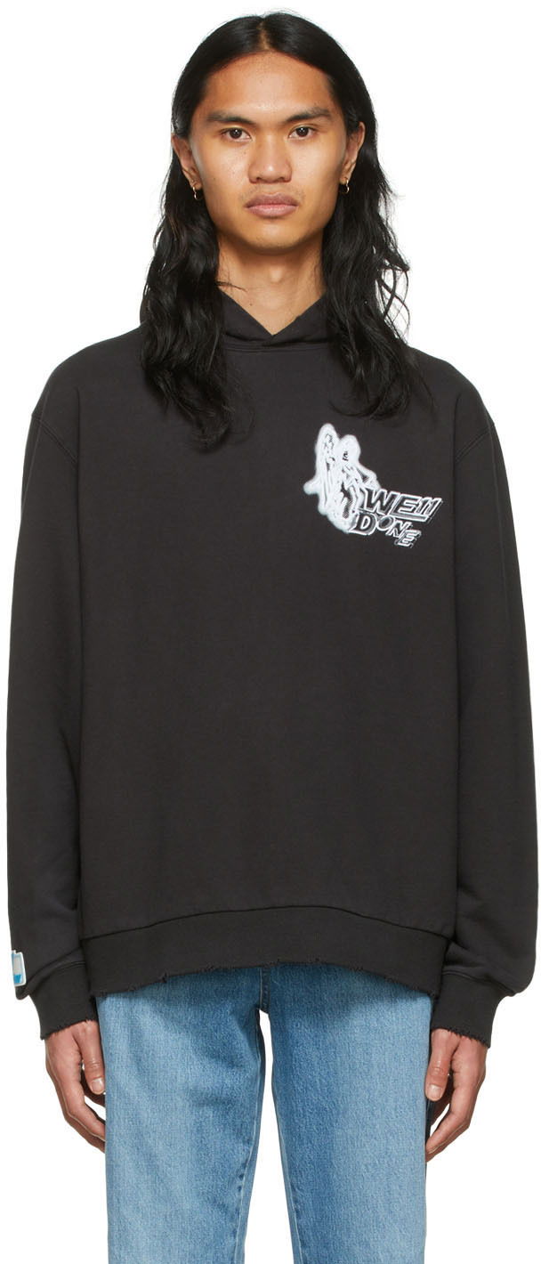 Світшоти We11done We11done Cotton Graphic Hoodie чорний | WD-TH1-22-549-U-BK