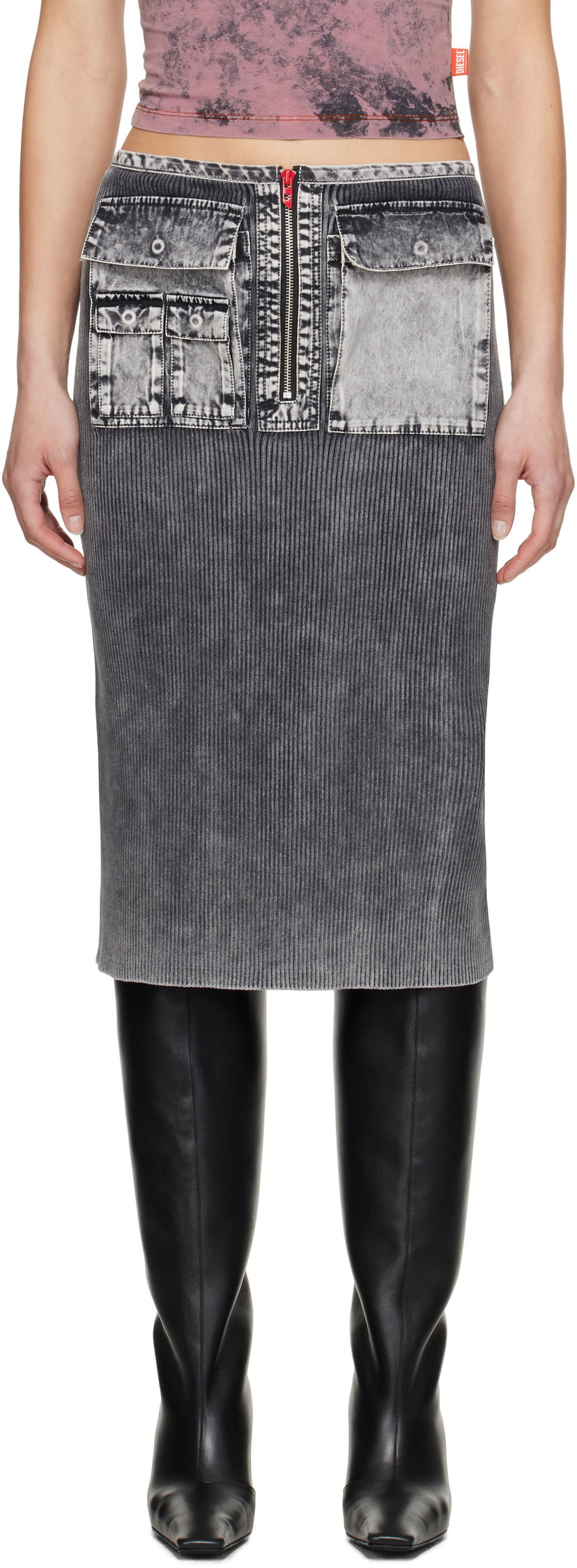 Спідниця Diesel Diesel M-Meryn Midi Skirt Сірий | A17470 0QMAN