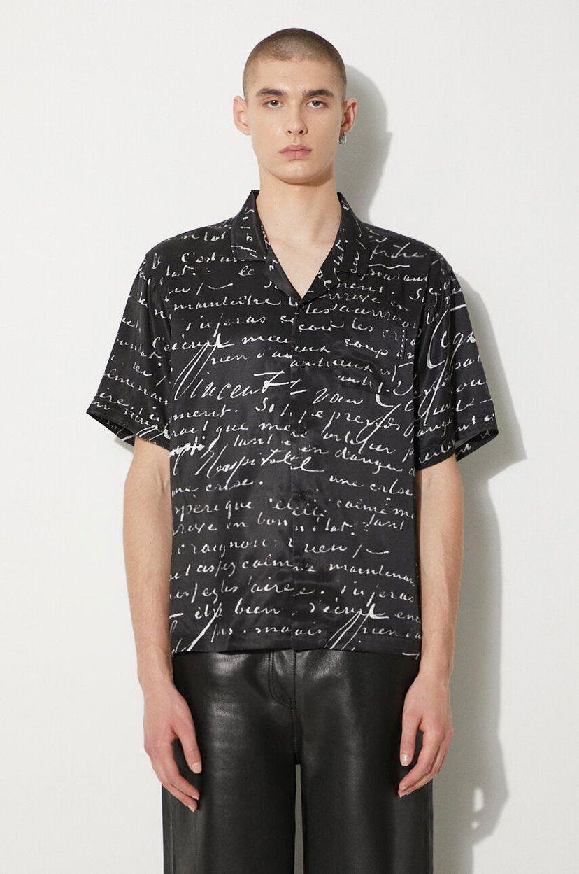 Сорочка Stampd STAMPD Letter Camp Collar Buttondown Shirt чорний | SLA.M3427BD.BLL