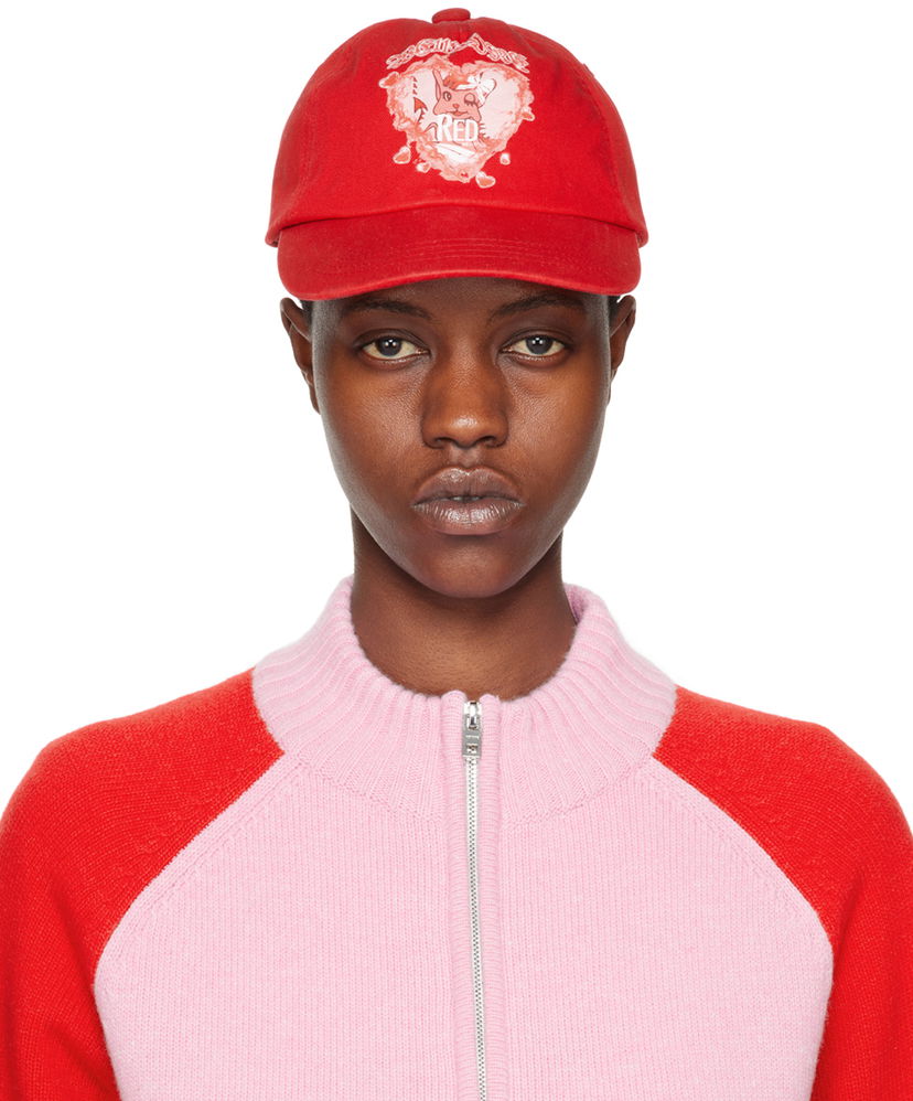 Кепка We11done Character Print Baseball Cap Червоний | WD-AH0-24-402-U-RD