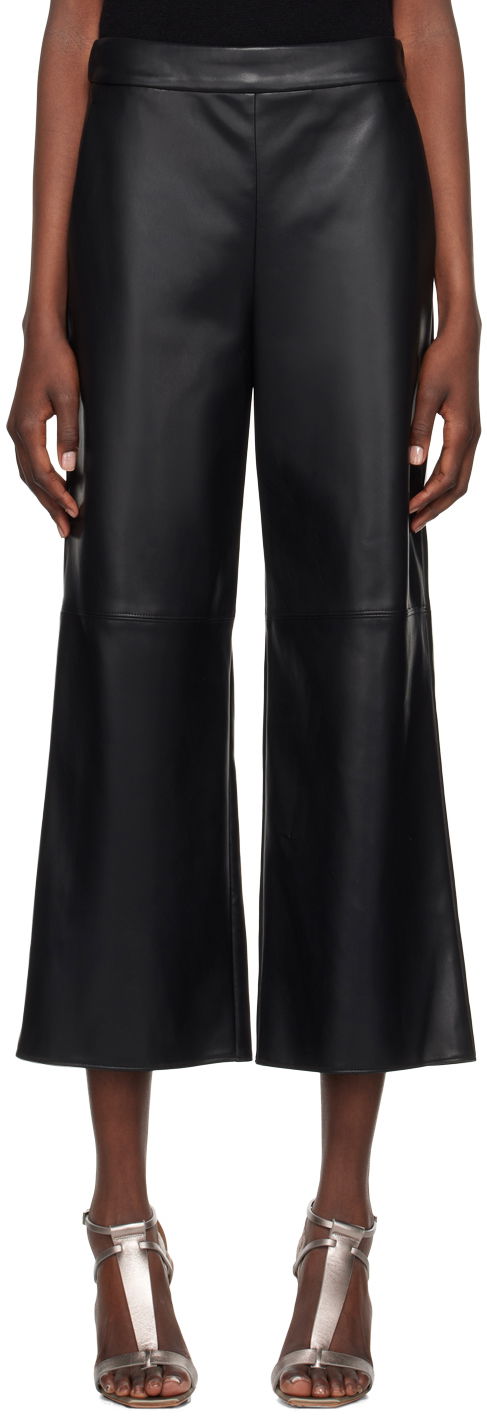 Штани Max Mara Max Mara Luciana Leather Wide-Leg Culottes чорний | 2429786031600