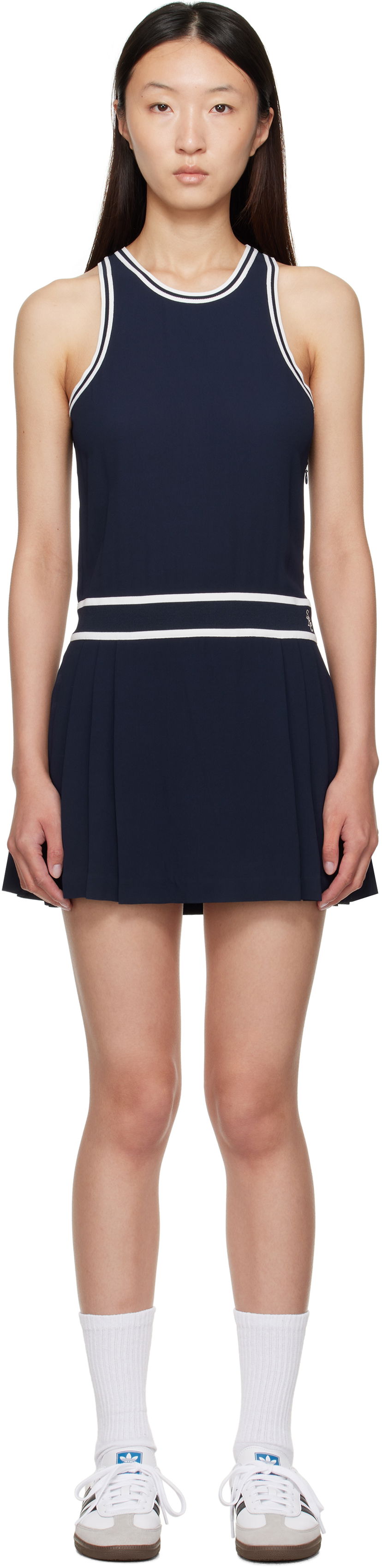 плаття Sporty & Rich Sleeveless Pleated Phoebe Minidress темно-синій | DR004602302BL83