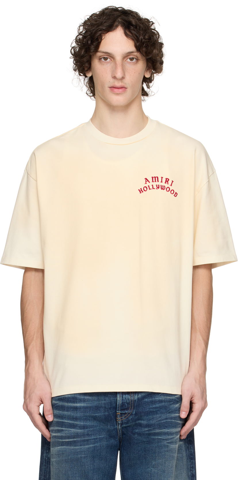 Футболка AMIRI AMIRI 'AMIRI Hollywood' Oversized T-Shirt бежевий | AMJYTE1204
