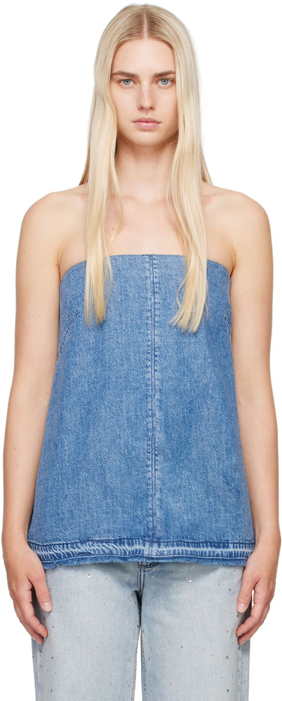 Безрукавка rag & bone Rag & Bone Women's Aurora Denim Tube Top Синій | WDD24P1470FQDE