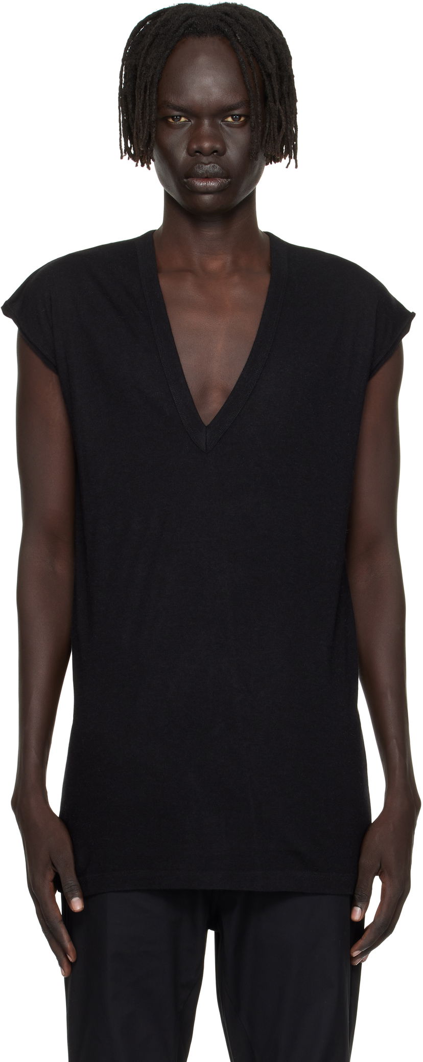 Футболка Rick Owens Rick Owens Concordians Deep V-Neck T-Shirt чорний | RU02E1230 JR