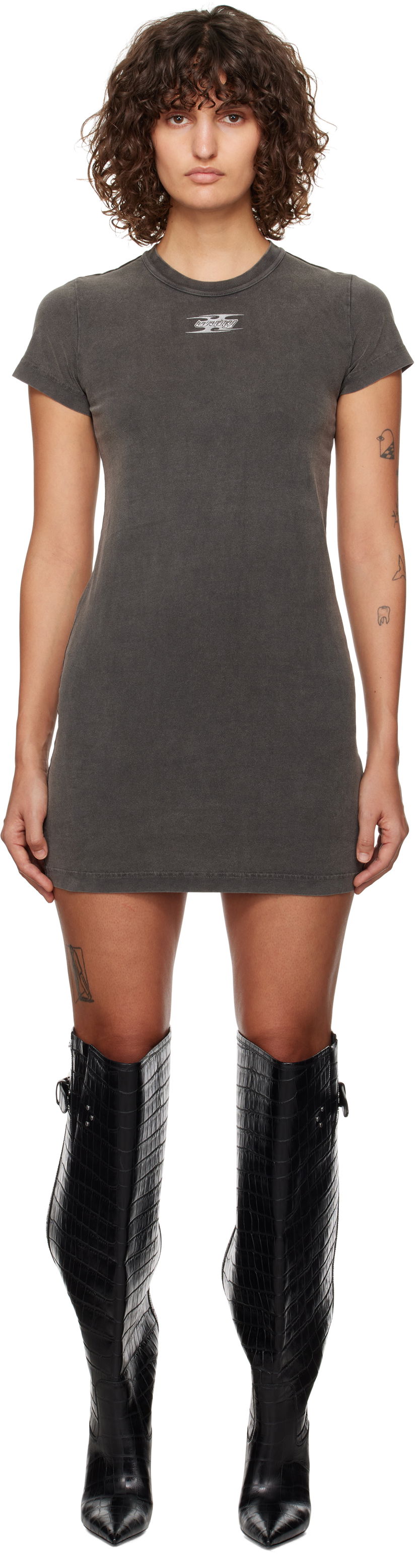 плаття Alexander Wang Logo-Embossed Mini Dress Сірий | 4CC4246283
