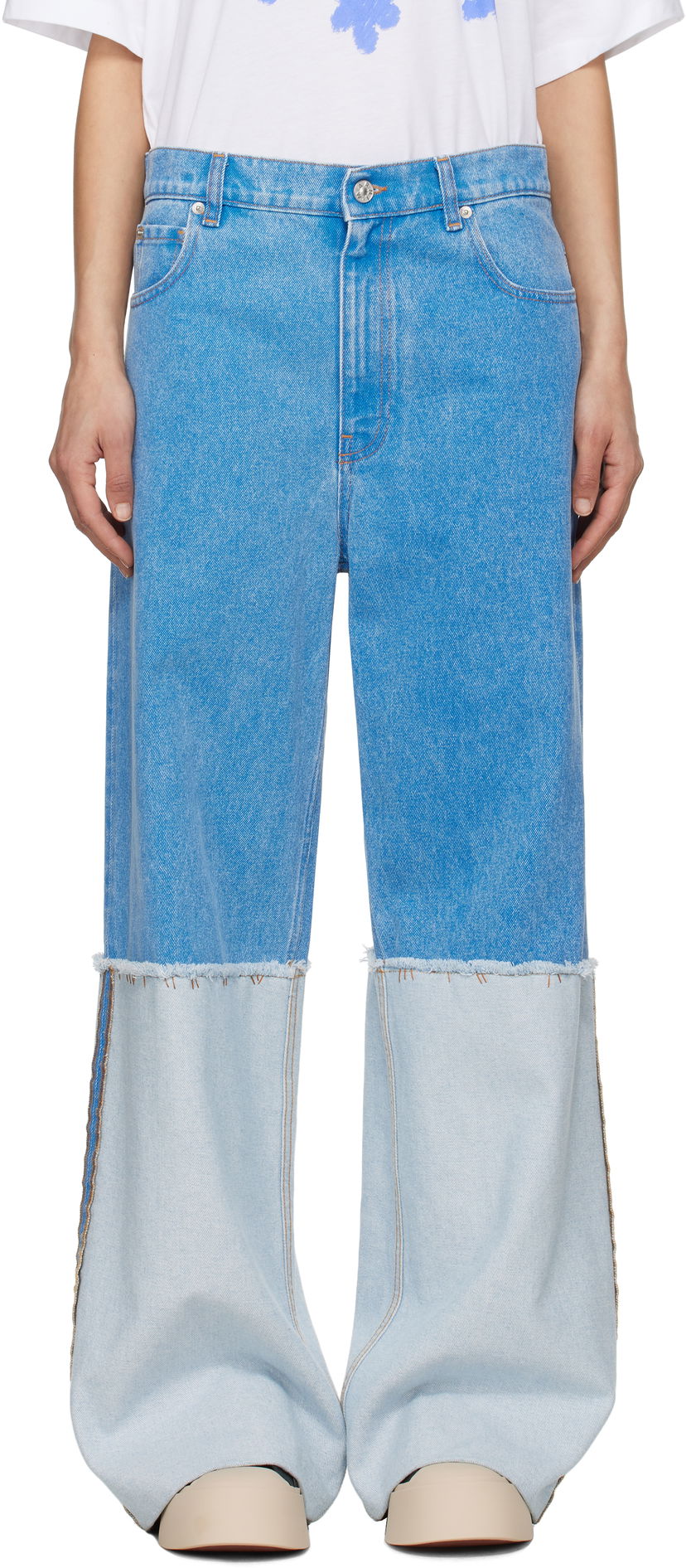 Джинси Marni Marni Two-Tone Wide Leg Jeans Синій | PAJD0559A0 USCW91