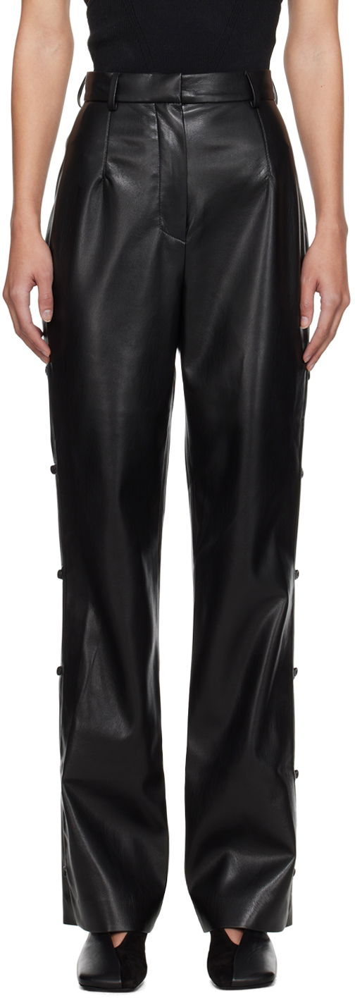 Штани Nanushka Felina Vegan Leather Trousers чорний | NW24RSPA00899