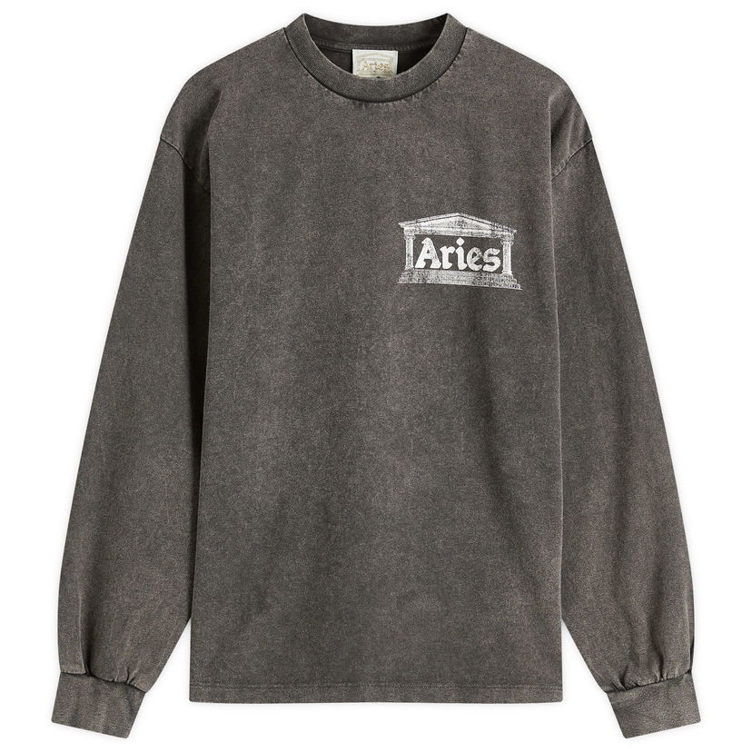 Футболка Aries Aged Ancient Temple Graphic Long Sleeve T-Shirt, Size Large Сірий | AR60141-BLK