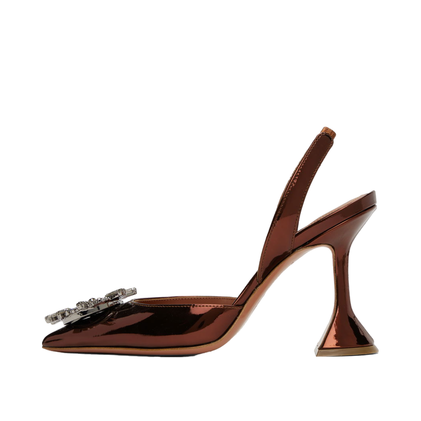 Кросівки та взуття Amina Muaddi Sling 95 Metallic Leather Pumps Коричневий | BEGUM SLING CL MIRROR