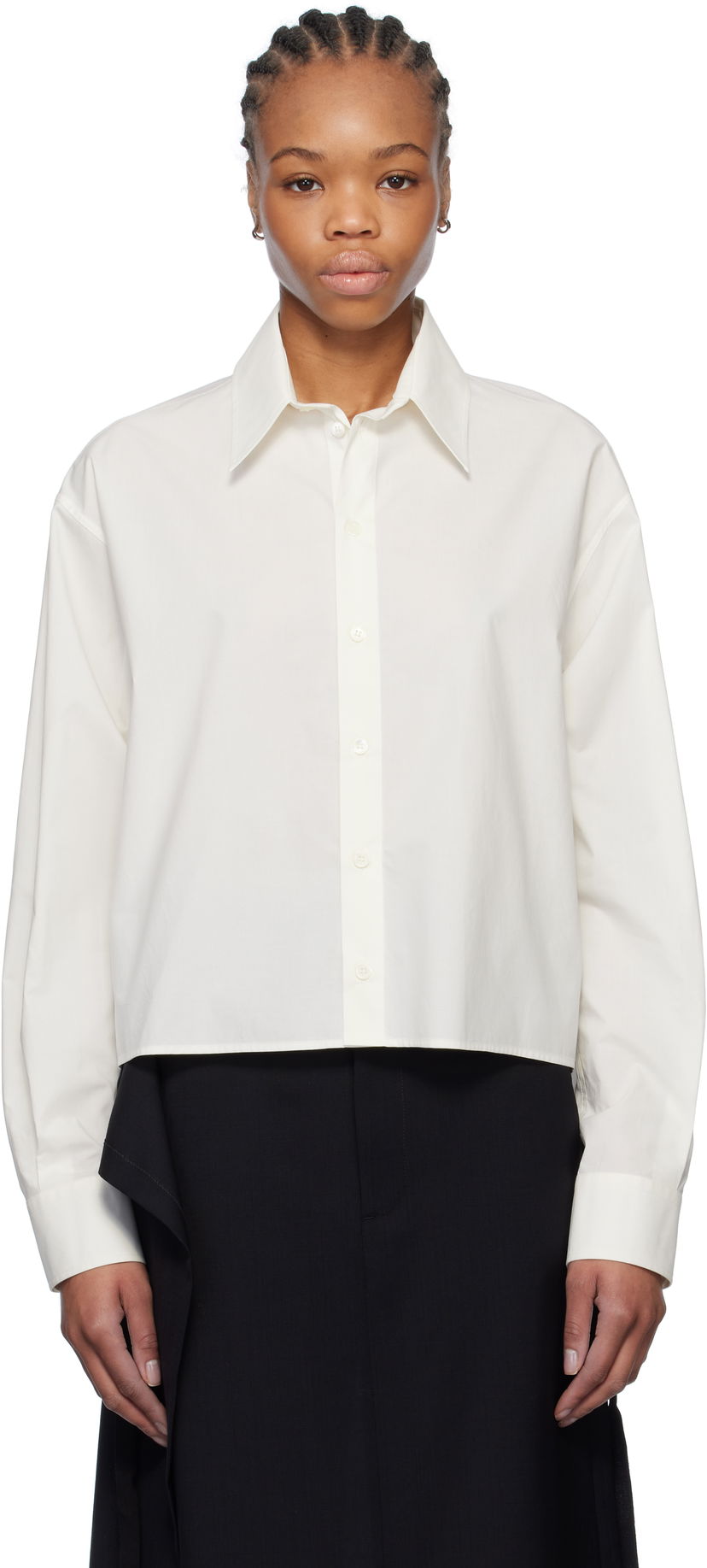 Сорочка Maison Margiela MM6 Maison Margiela Spliced Cotton Poplin Cropped Shirt білий | S52DT0042 M35256