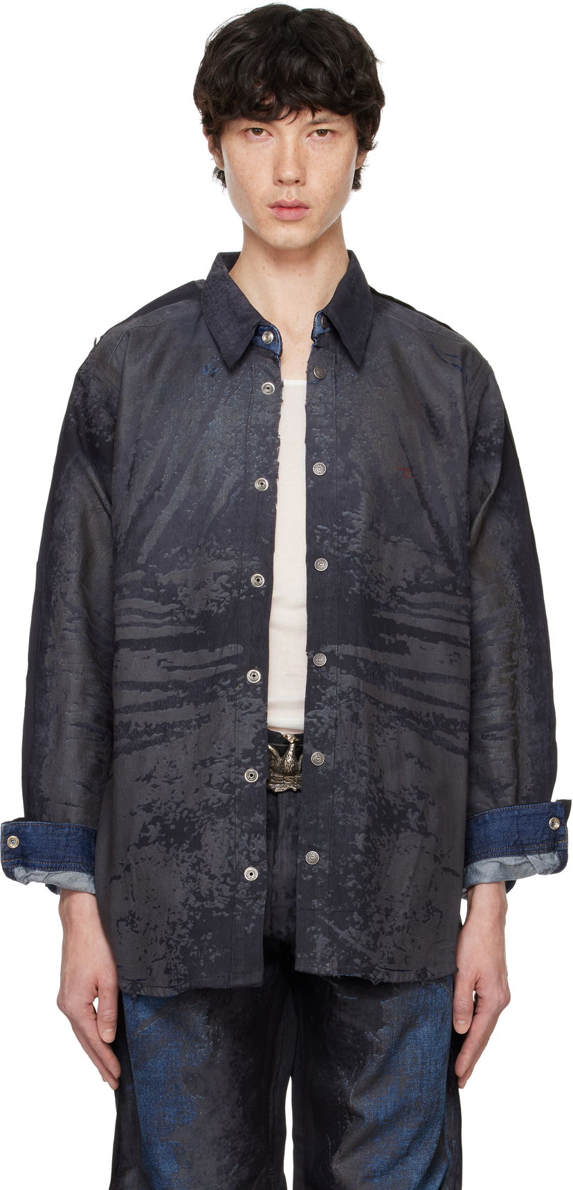Сорочка Diesel Abstract Print Long Sleeve Shirt Синій | A14728-068NL-01