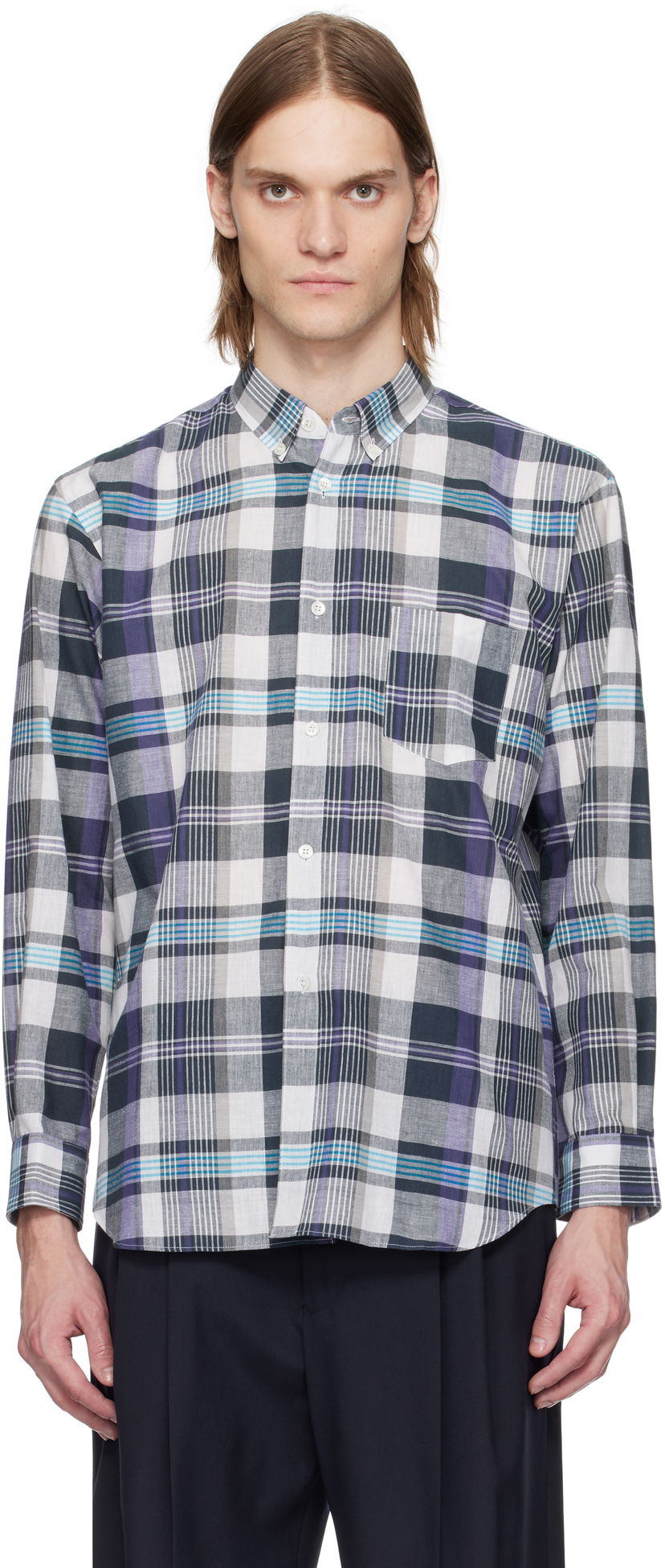 Сорочка Comme des Garçons Comme des Garçons Shirt Yarn Dyed Check Poplin Shirt Фіолетовий | FO-B010-051