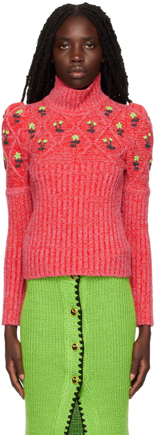 Cветр CORMIO Floral Embroidered Turtleneck Sweater Червоний | OMA TURTLENECK 5