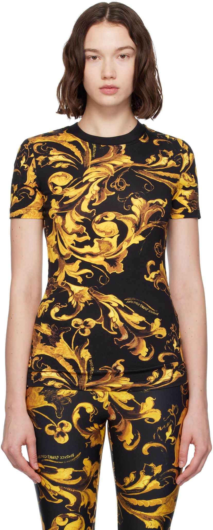 Футболка Versace Versace Jeans Couture Barocco Jersey T-shirt чорний | E79HAH608_EJS504