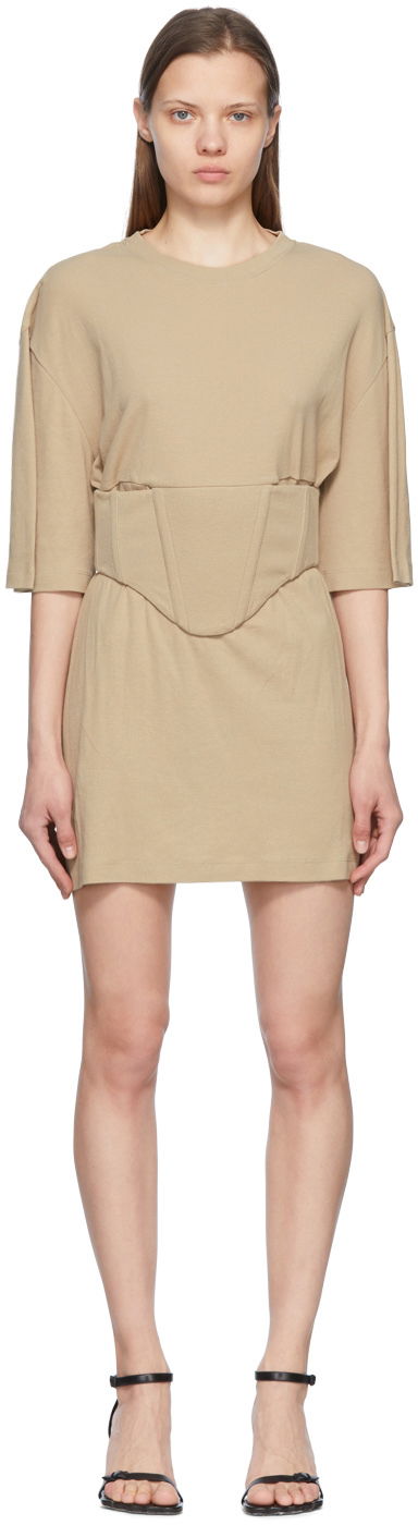 плаття Dion Lee Cotton Mini Dress With Corset бежевий | A9847S22