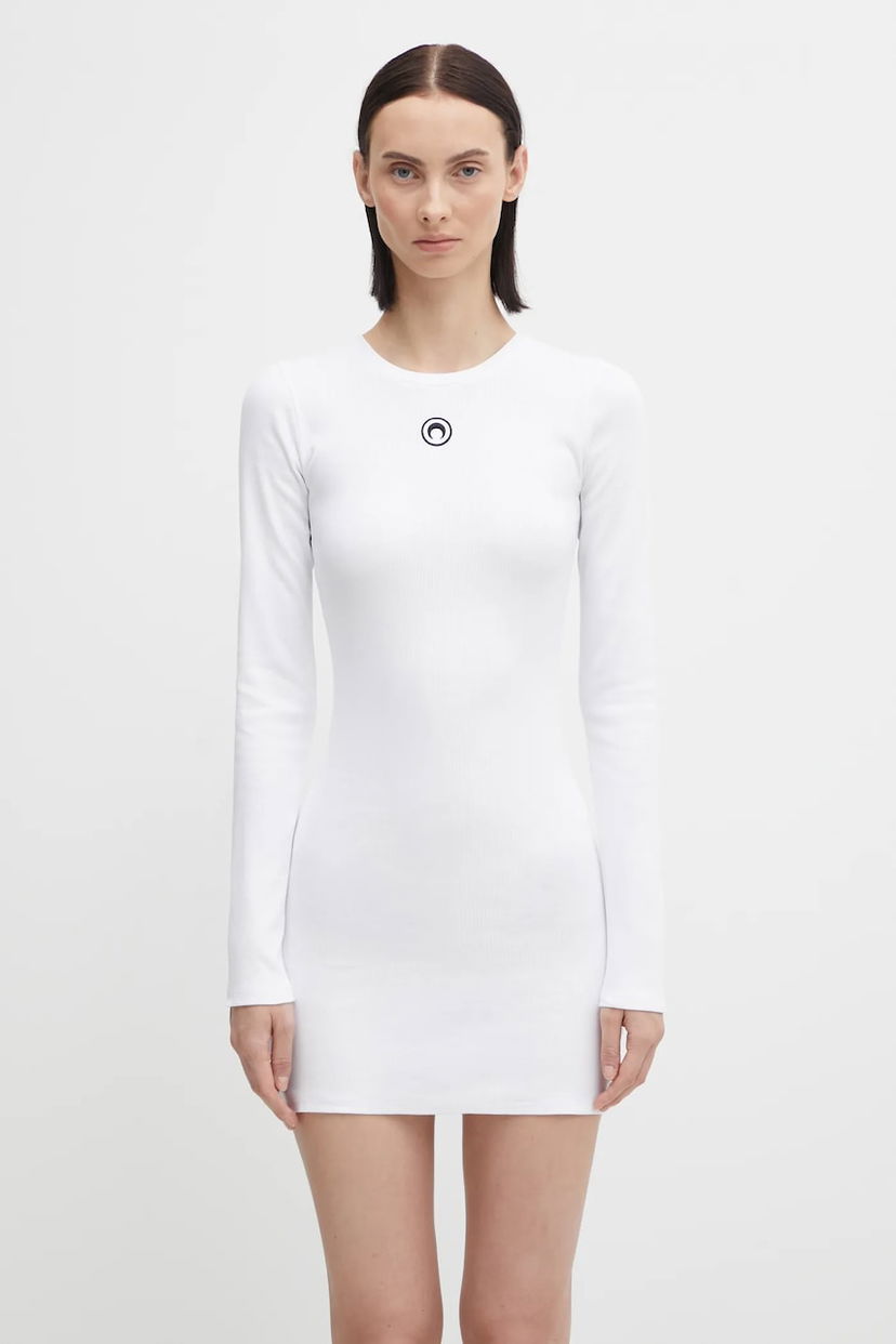 плаття Marine Serre Marine Serre Moon Logo Ribbed Jersey Mini Dress білий | WDR267ACJER0011