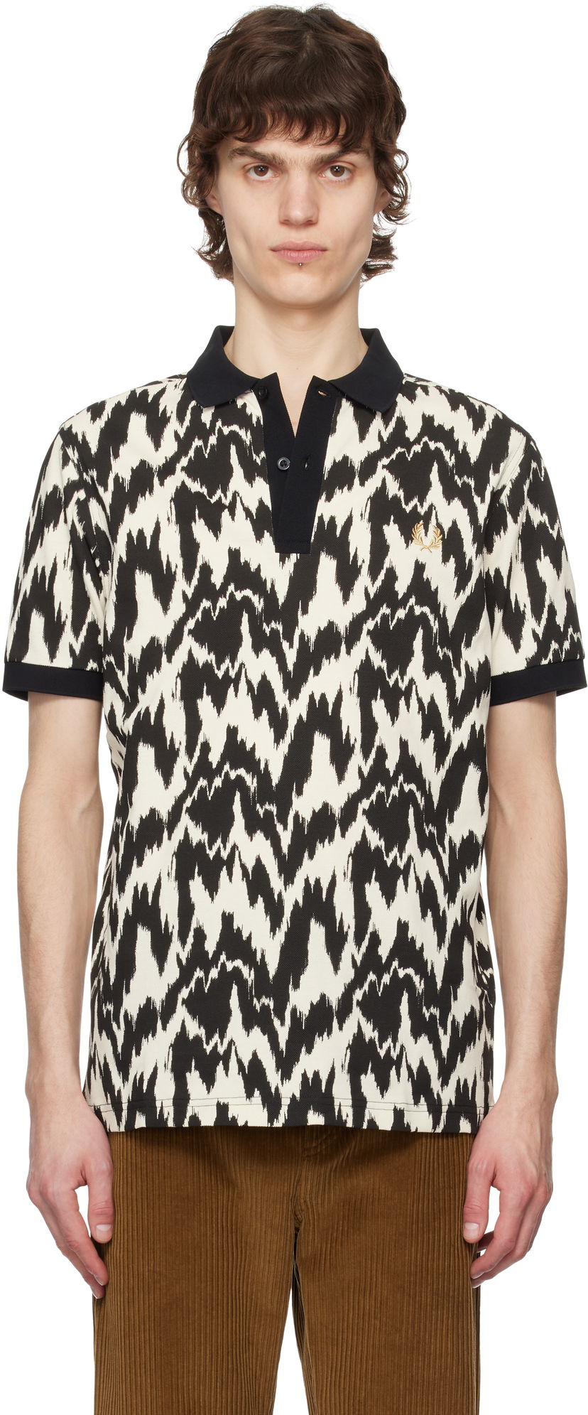 Сорочка поло Fred Perry Fred Perry Animal Print Polo бежевий | M8690