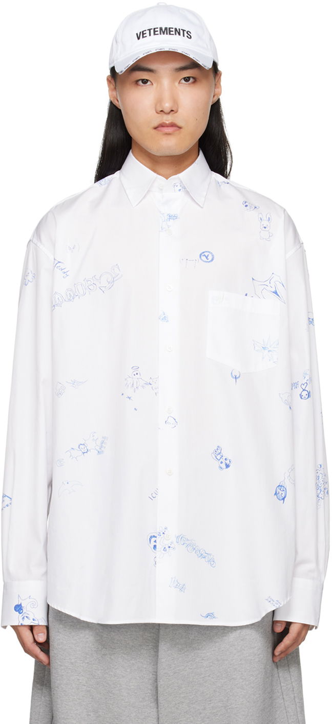 Сорочка VETEMENTS Scribbled Shirt білий | UE64SH120W