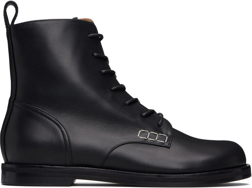 Кросівки та взуття JW Anderson JW Anderson Lace-Up Leather Boots чорний | BT0108-LA0268