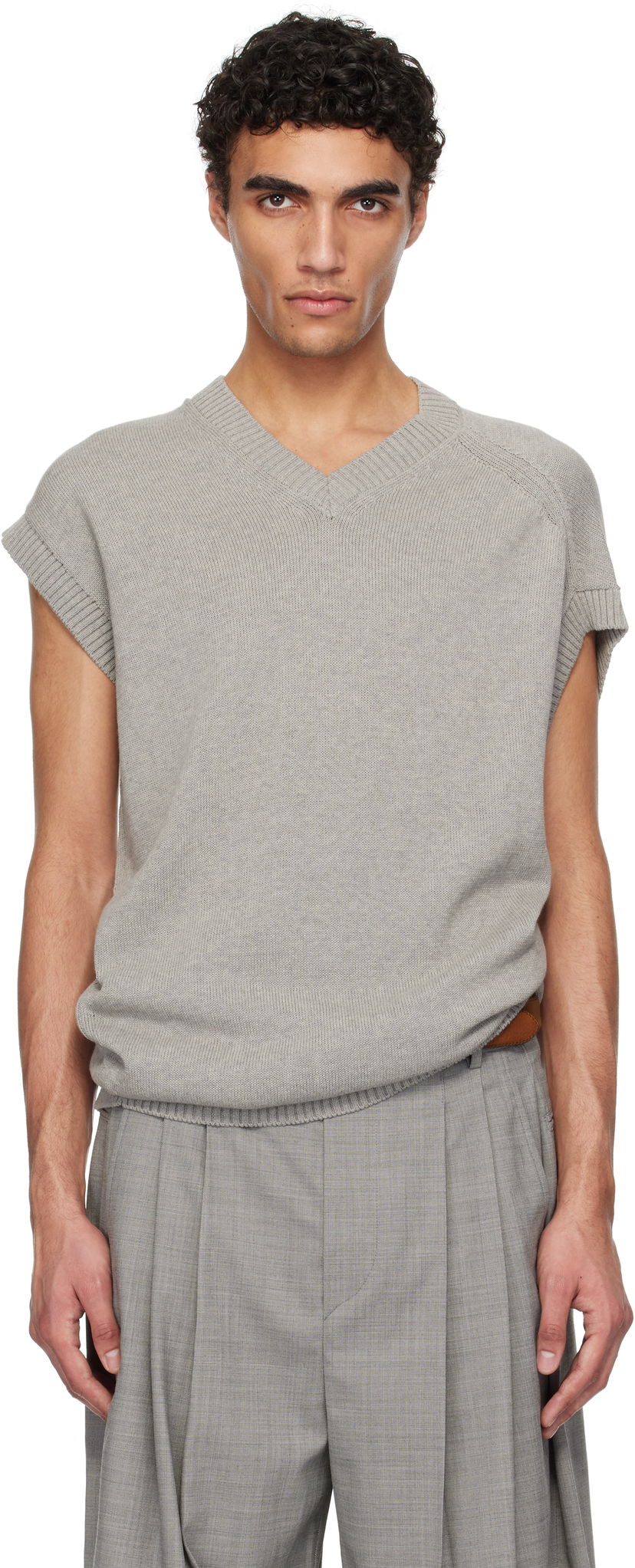 Cветр HED MAYNER Hed Mayner V-Neck Knit Vest Сірий | HMMA75074A-HA600
